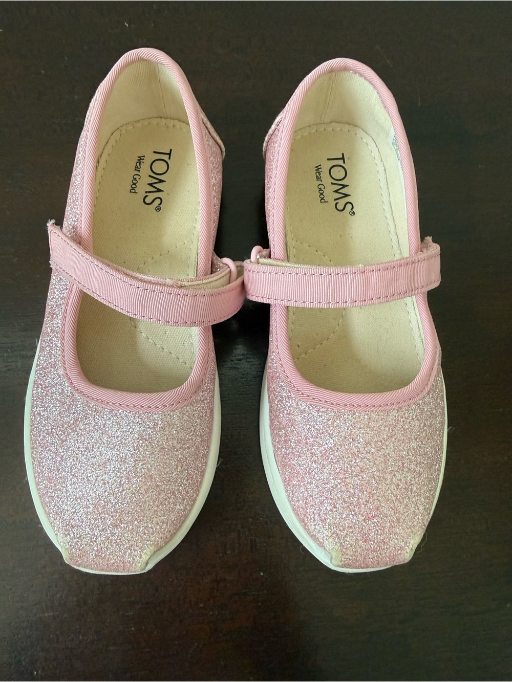 Toms Girls 10T Sparkle Pink Mary Jane Shoes